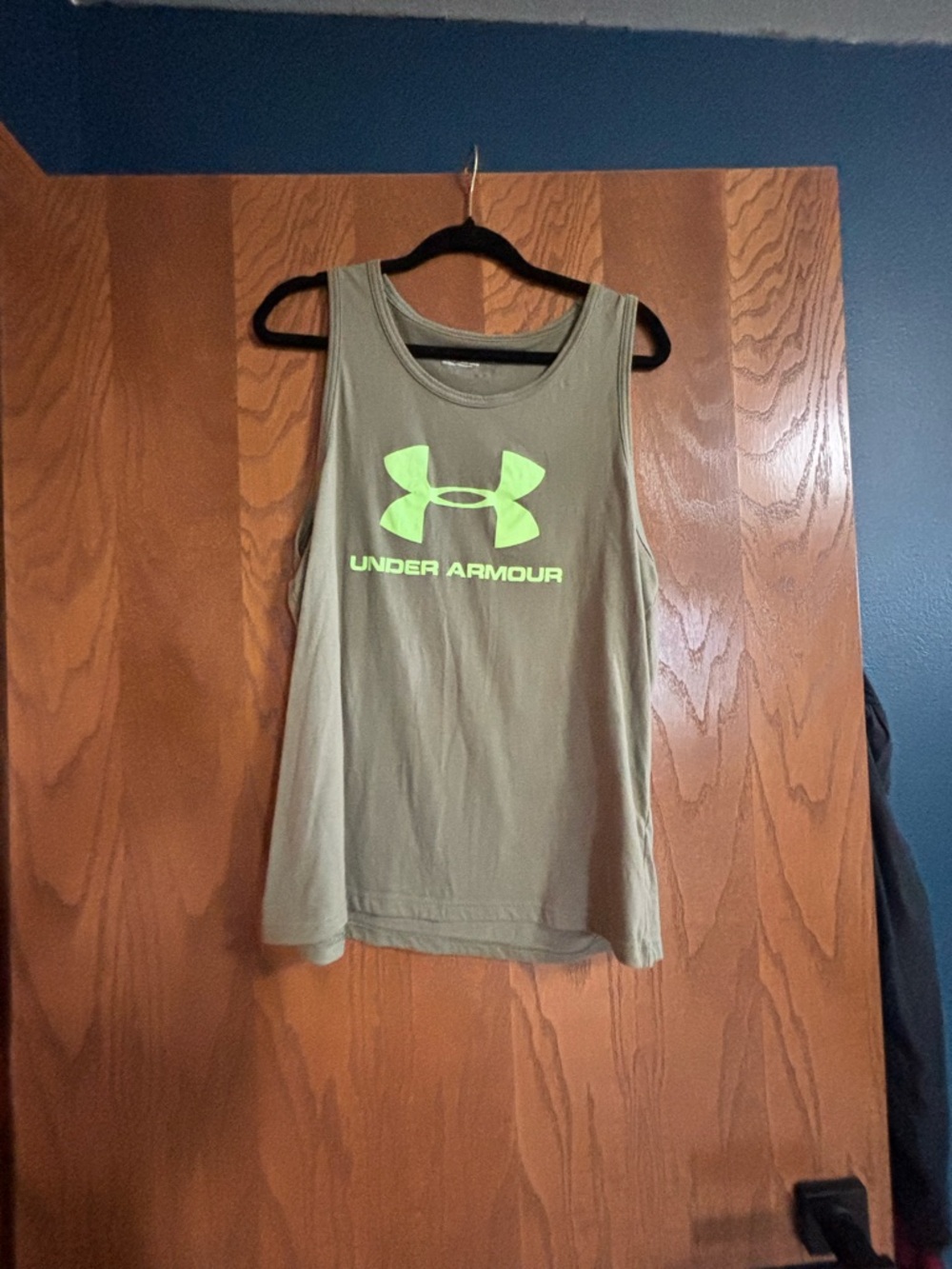 Under Armour Olive Tank with Neon Green Logo